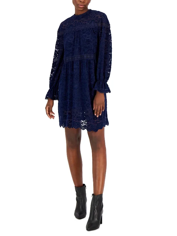 Exclusive Savings high-waisted dressWomens Velvet Lace Trim Shift Dress