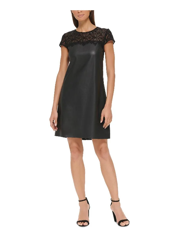 Savings Galore elegant maxi dressWomens Lace Trim Knee Shift Dress