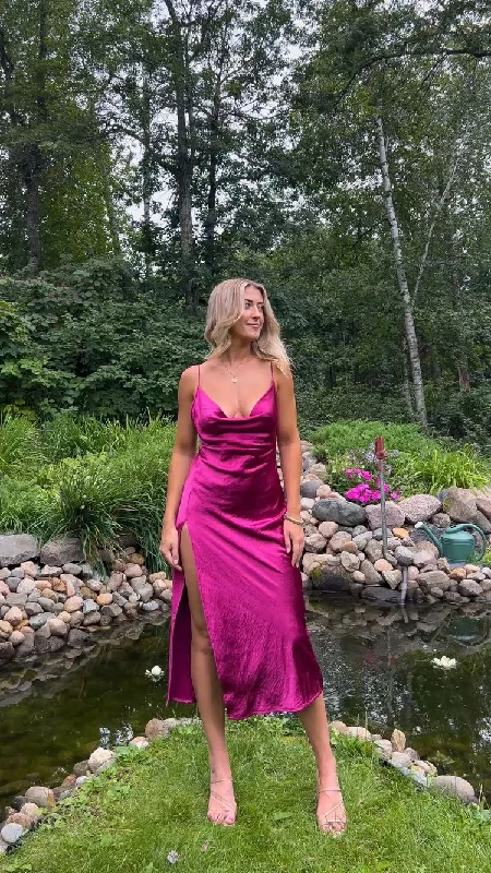 Value Deals casual dressSimple Prom Dress with Split,Wedding Guest Dress Y2991