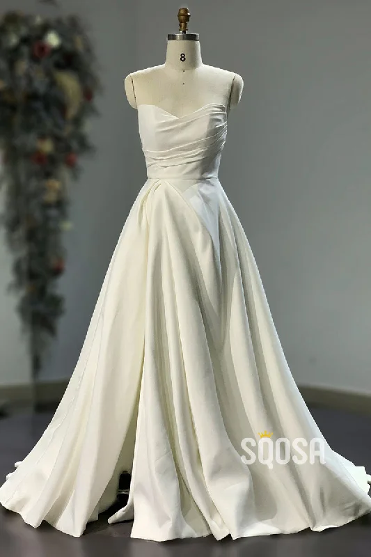 Crazy Deals wrap-around dressA-line Strapless Pleats Rustic Wedding Dress Bridal Gowns QW2411