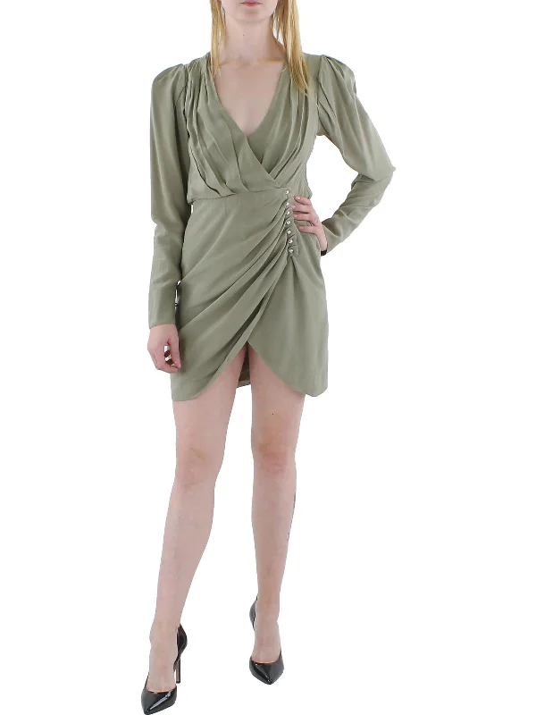 Savings Galore puff sleeve dressLeilani Womens Puff Sleeve Pleated Mini Dress
