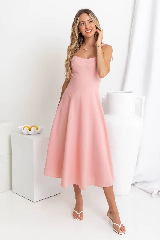 Online Only Ellidy Midi Dress - Pink
