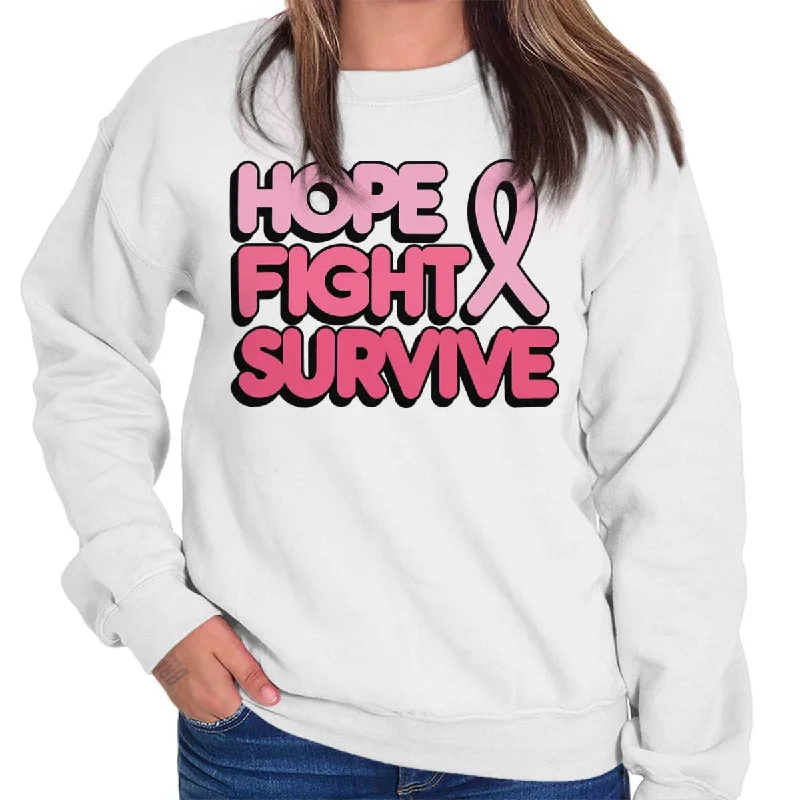 Unmissable Offer chic fitness hoodieHope Fight Survive BCA Crewneck Sweatshirt