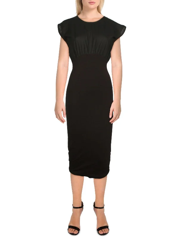 Bargain Bin lace-up dressWomens Pleated Midi Sheath Dress