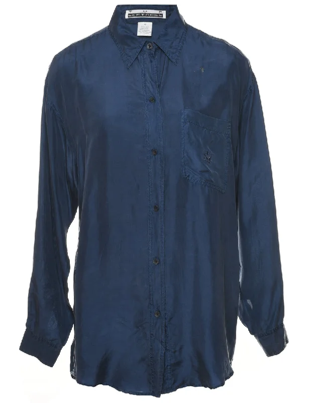 Major Savings stylish blazer coatNavy Plain Silk Shirt - M