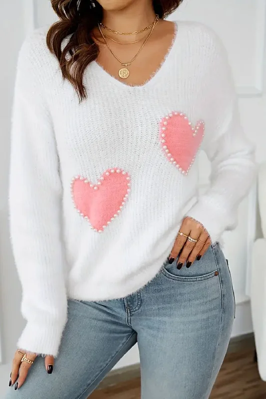Daily Deals high-performance athletic hoodieHeart V-Neck Long Sleeve Sweater