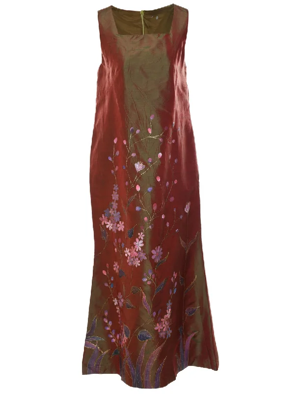 Clearance Items minimalist jacketFloral Design Multi-Colour Metallic Evening Dress - M Clearance Items minimalist jacketFloral Design Multi-Colour Metallic Evening Dress - M