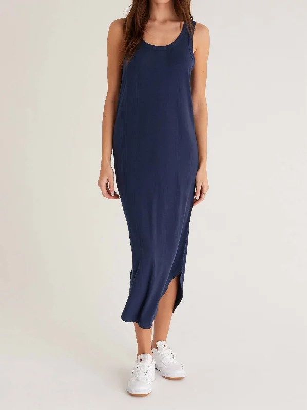 Take Advantage oversized dressJaslyn Verigated Rib Dress In Midnight Blue