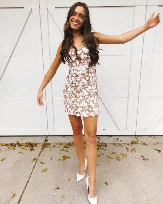 Instant Discount evening dressBeautiful Homecoming Dresses Sweetheart Lace Short Party Dress Y2838