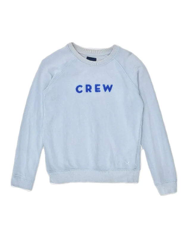 One-DAY Sale modern hoodieCREW Womens Graphic Sweatshirt Jumper UK 8 Small Blue Cotton