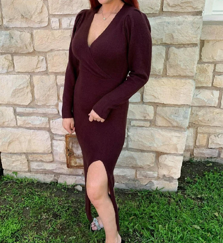 Value Deals luxury dressSweater Dress In Plum