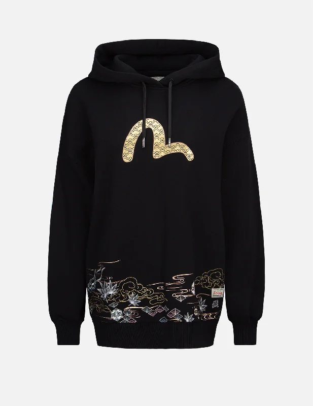 Closeout Sale cozy workout hoodieJapanese Pattern Print Sweatshirt