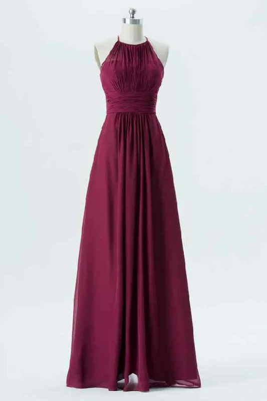 Today's Special office dressMulberry A-line Halter Cut-Out Back Chiffon Long Bridesmaid Dress Today's Special office dressMulberry A-line Halter Cut-Out Back Chiffon Long Bridesmaid Dress