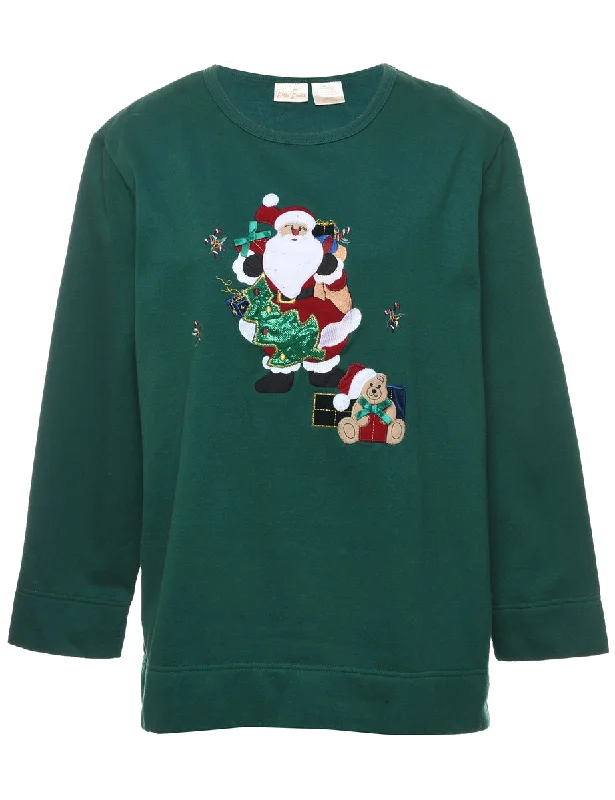 Weekend Deal oversized trench coatSanta Claus Christmas Sweatshirt - L