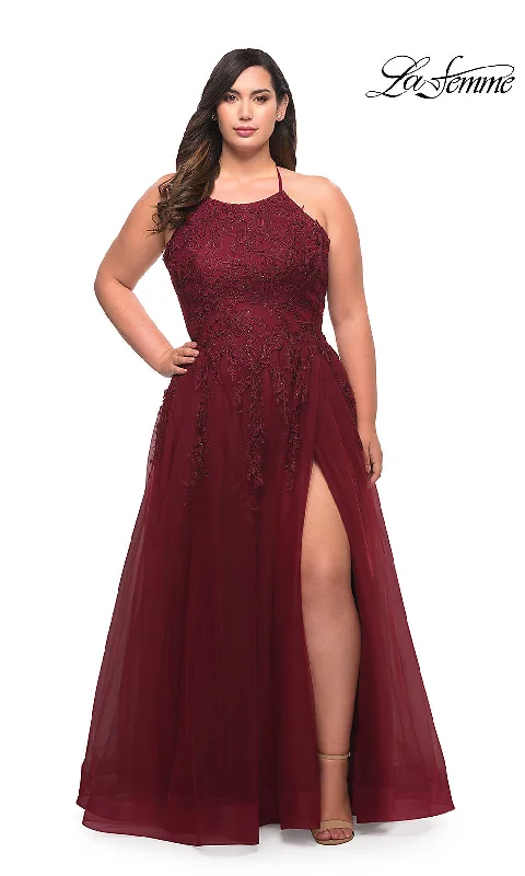 Final Clearance summer floral dressCorset-Back Long La Femme Plus-Size Prom Dress