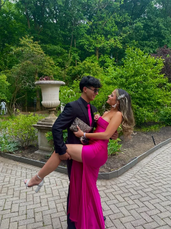 Discount Days playful dressElegant Satin Long Prom Dress with Split Y3084