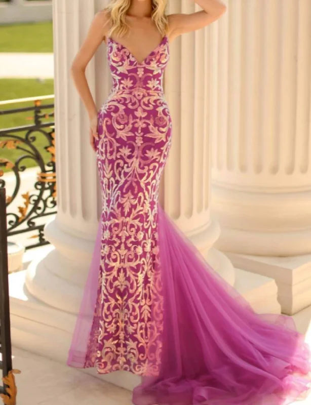 Referral Discount wrap dressEvening Gown In Magenta