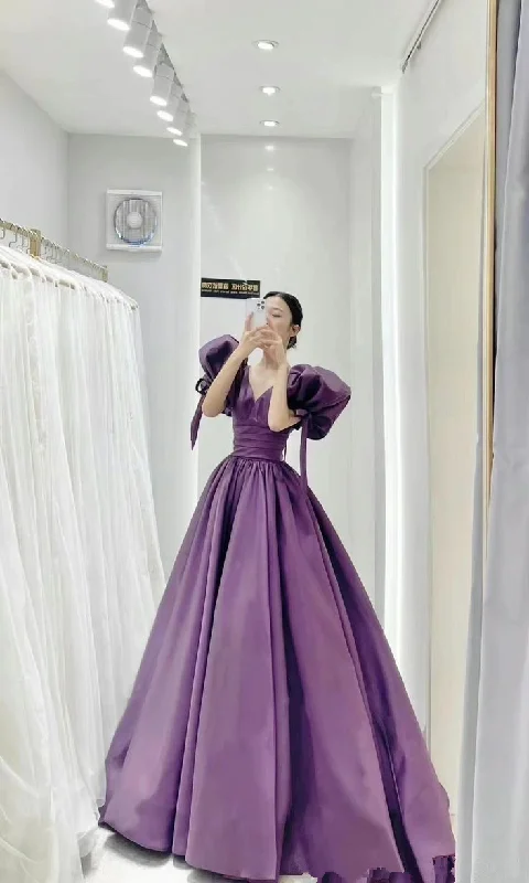TIME-Limited Offer tiered dressSatin Purple Puffy Sleeves Corset Prom Dress Pageant Party Dress Gala Sweet 16 Quinceanera Gown Y2700