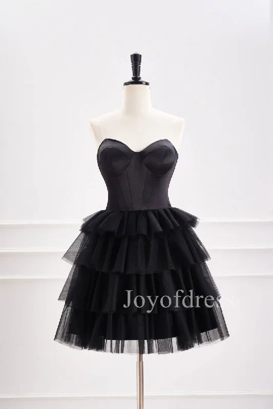 Price Smash vintage-inspired dressSweetheart Black Corset Tiered A-Line Short Homecoming Dress Price Smash vintage-inspired dressSweetheart Black Corset Tiered A-Line Short Homecoming Dress
