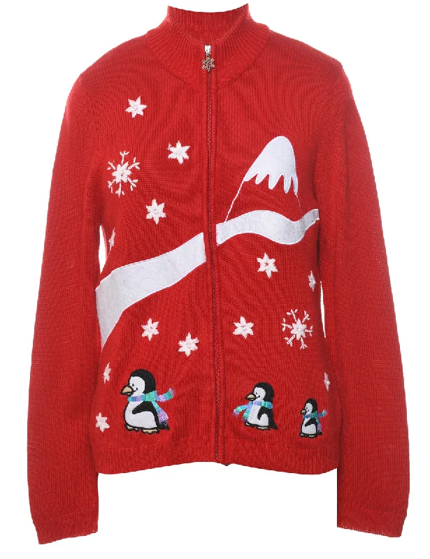 New Deals cold weather coatRed Christmas Cardigan - L