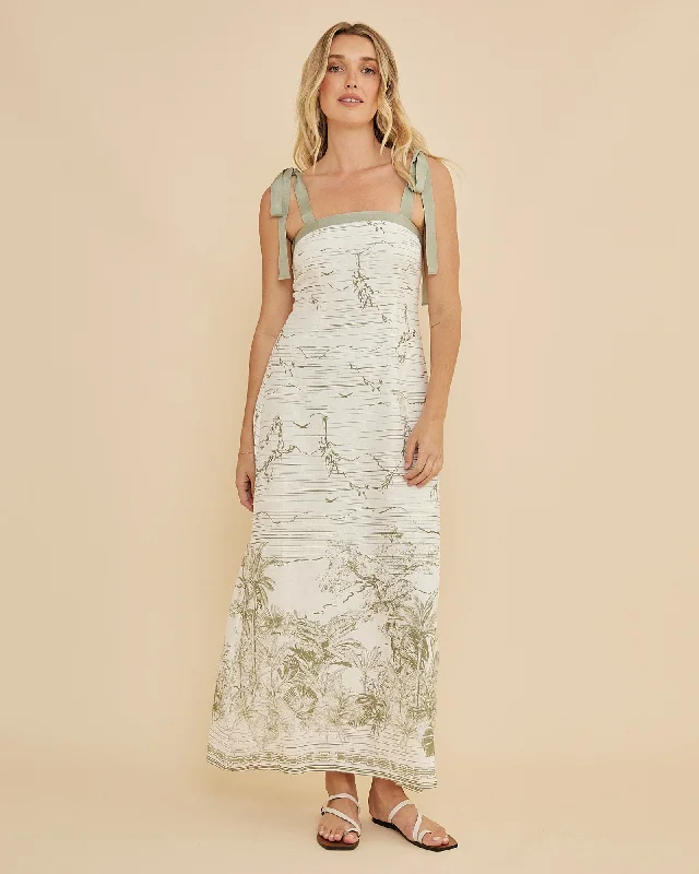 Don't Wait Eden Shoulder Tie Maxi Dress