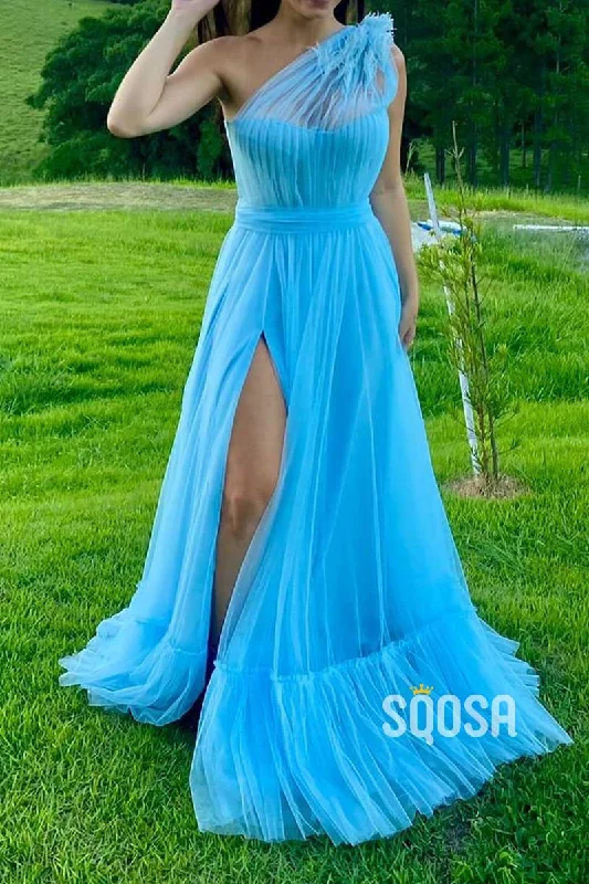 Daily Deals wrap dressTulle A-Line One Shoulder Sleeveless With Side Slit Party Prom Evening Dress QP3445 Daily Deals wrap dressTulle A-Line One Shoulder Sleeveless With Side Slit Party Prom Evening Dress QP3445