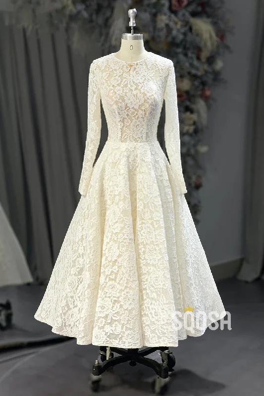 Deal Dash sleeveless dressA-line Bateau Allover Lace Vintage Wedding Dress Bridal Gown QW2232