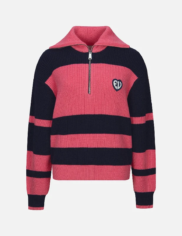 The Best Prices minimalist gym sweatshirtEV Heart Badge Striped Cropped Half-Zip Sweater The Best Prices minimalist gym sweatshirtEV Heart Badge Striped Cropped Half-Zip Sweater