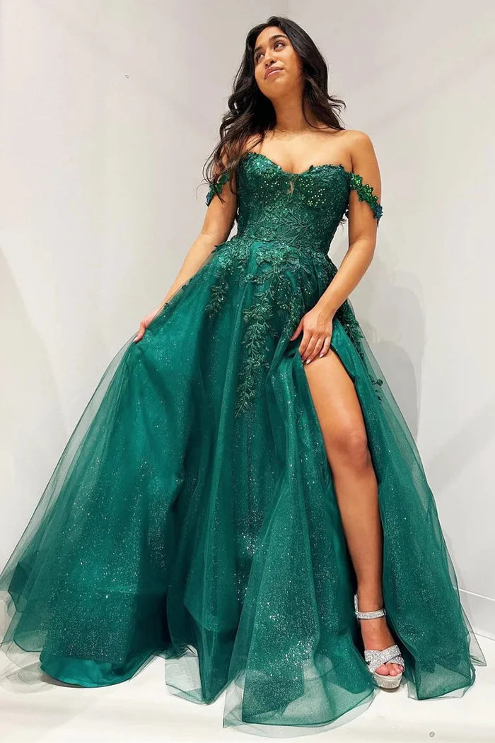 Super Bargain casual evening dressChic Tulle A-Line Sweetheart Off-Shoulder Appliques Prom Dress Super Bargain casual evening dressChic Tulle A-Line Sweetheart Off-Shoulder Appliques Prom Dress