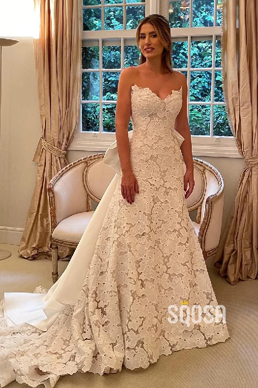 Price Smash flowy maxi dressA-line Sweetheart Allover Lace Wedding Dress Bridal Gown QW2422