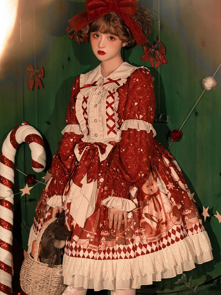 Final Clearance statement dressSweet Date~Christmas Lolita OP Red Lolita Cape