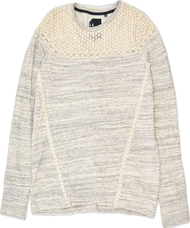 Limited Availability casual pullover hoodieSUPERDRY Womens Sweatshirt Jumper UK 16 Large Grey Flecked Cotton