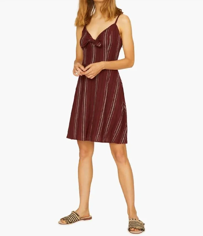 Bargain Blast v-neck dressTake Away Tie Dress In Henna Multi Stripe