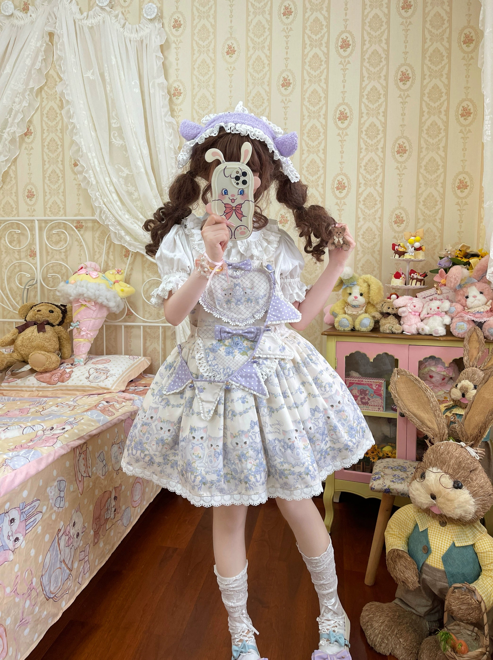 Super Deal t-shirt dressAkiyama Future Studio~Rose Cat~Sweet Lolita Salopette Floral Print Dress