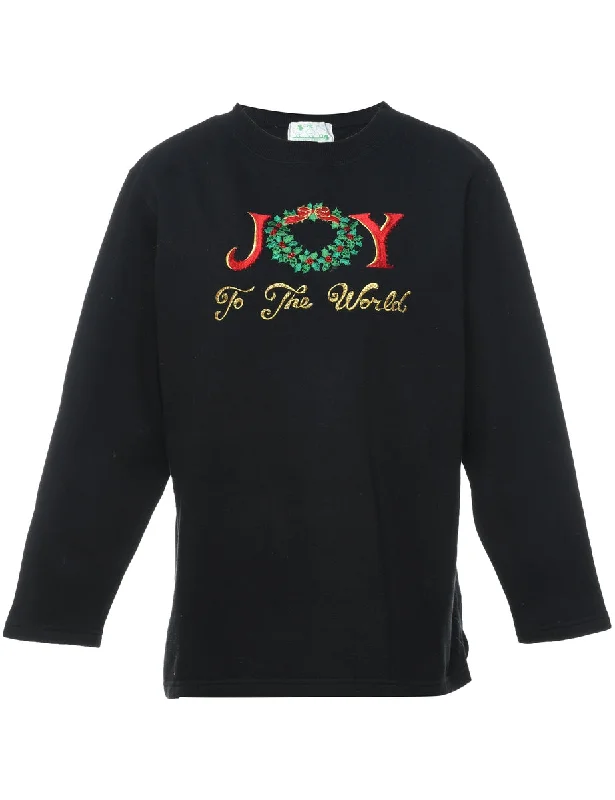 Super Deal insulated coatJoy Embroidered Christmas Sweatshirt - M