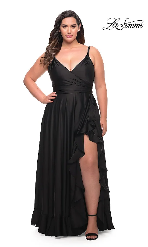 Year-End Clearance boho-chic dressLa Femme Long Plus-Size Prom Dress with Ruffle