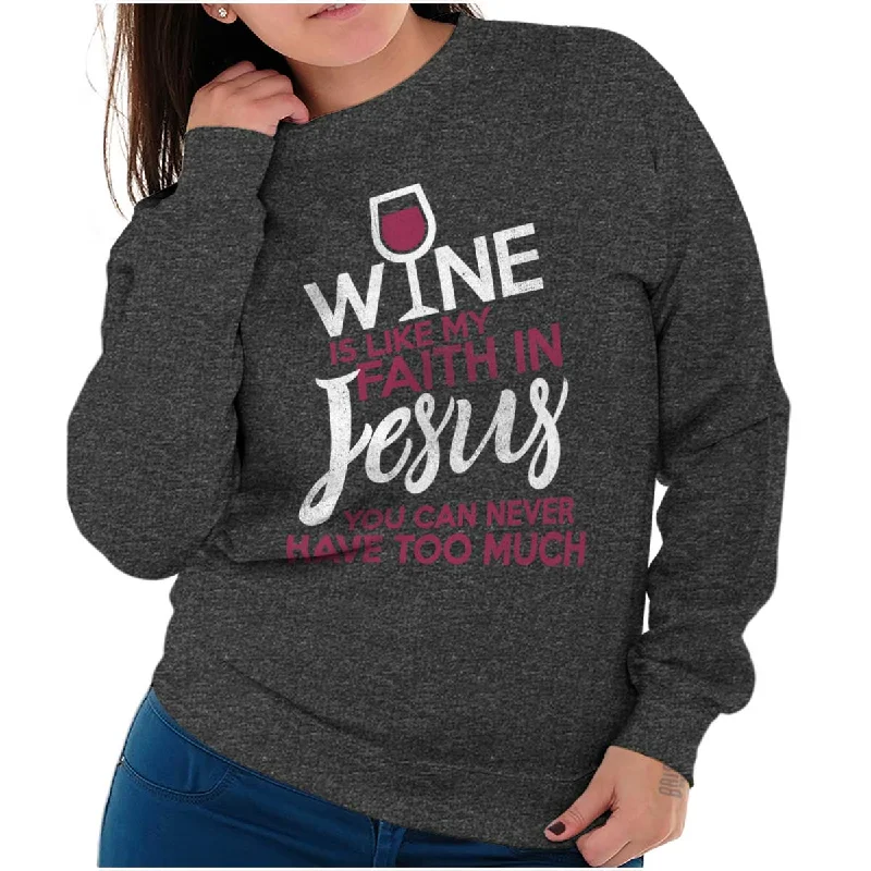Special Price athletic streetwear sweatshirtWine Faith Jesus Crewneck Sweatshirt
