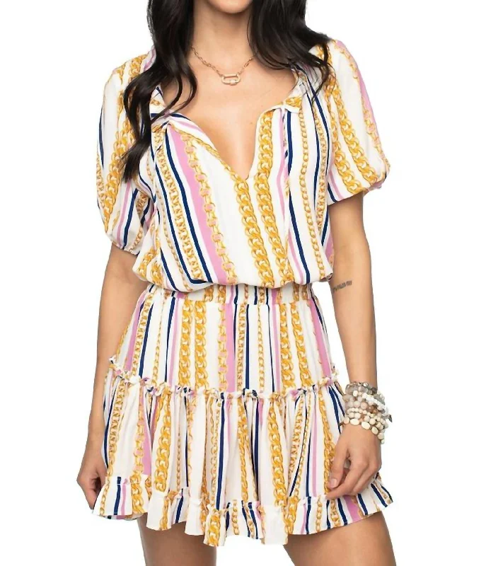 Extra Savings fitted cocktail dressRay Miami Short Dress W/ Chain Print Detail In Multi-Color