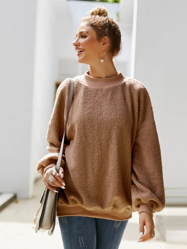 Can't Miss urban workout sweatshirtMock Neck Dropped Shoulder Sweatshirt