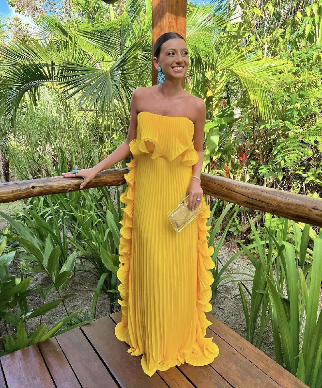 Savings Galore lace-up dressYellow dress outfit wedding yellow dress formal prom dresses Y2799