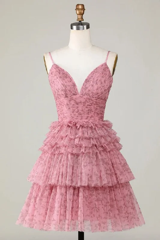 Price Reduction off-shoulder dressCute A Line Spaghetti Straps Blush Homecoming Dress with Ruffles Price Reduction off-shoulder dressCute A Line Spaghetti Straps Blush Homecoming Dress with Ruffles