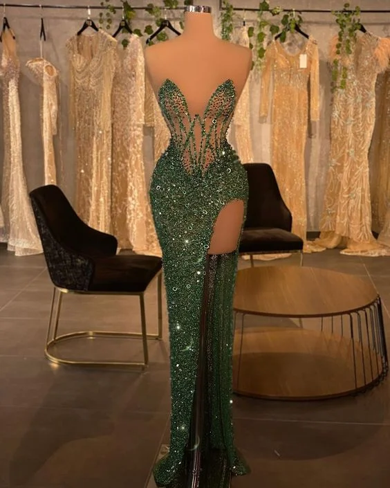 Buy More, Save More party-ready dressGreen Mermaid Prom Dress Hight Split Sequins Evening Dress Y177 Buy More, Save More party-ready dressGreen Mermaid Prom Dress Hight Split Sequins Evening Dress Y177