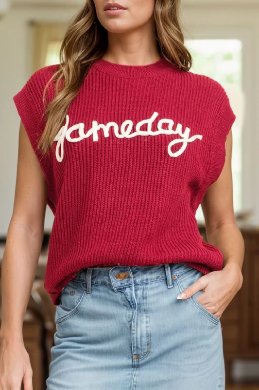 Referral Discount bold fitness hoodieGAME DAY Round Neck Sweater Vest