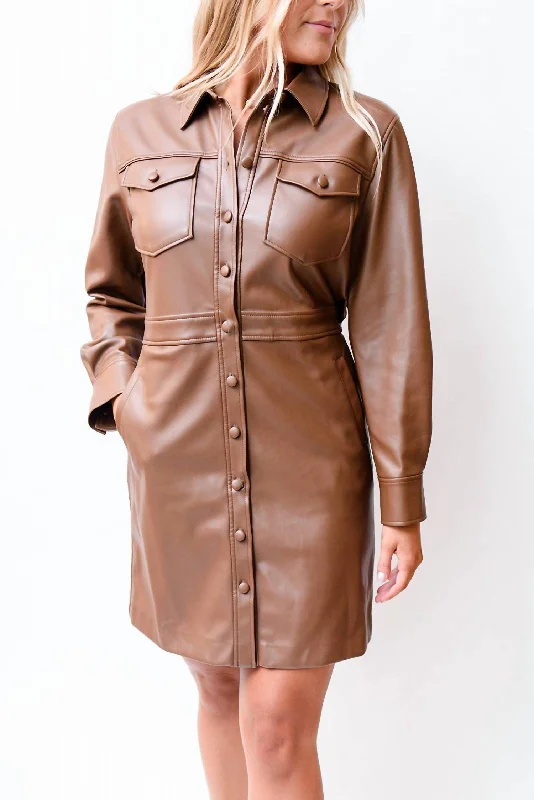 Exclusive Preview elegant maxi dressChocolate Leather Dress