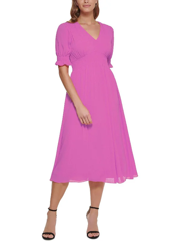 Incredible Offers chic slip dressWomens Chiffon Smocked Midi Dress