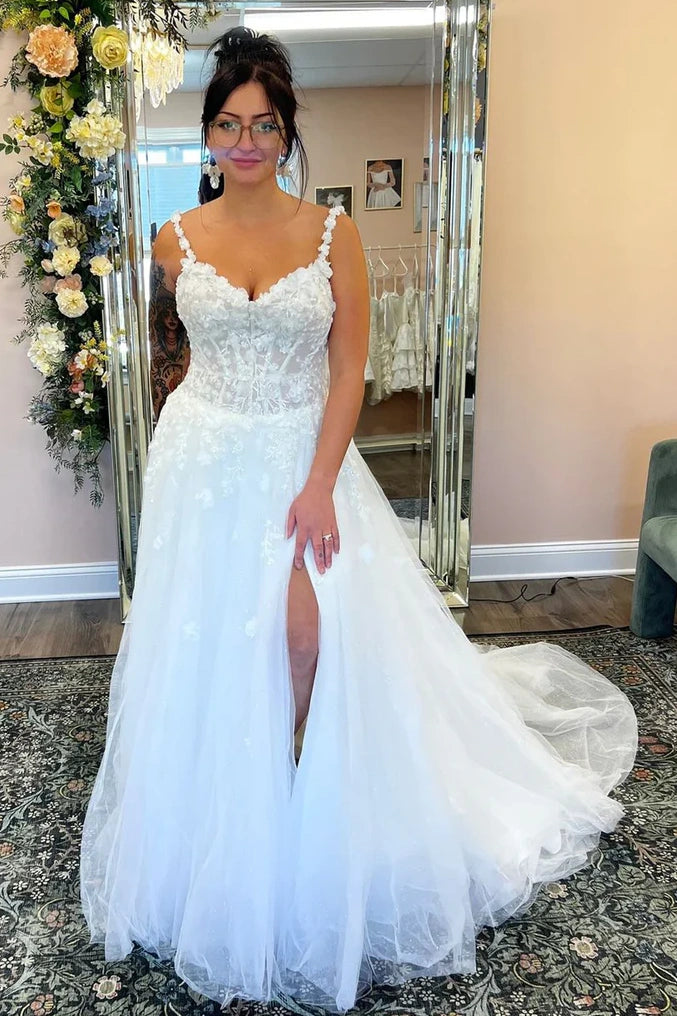 Markdowns mini dressV-Neck Spaghetti Straps Lace A-Line Wedding Dress