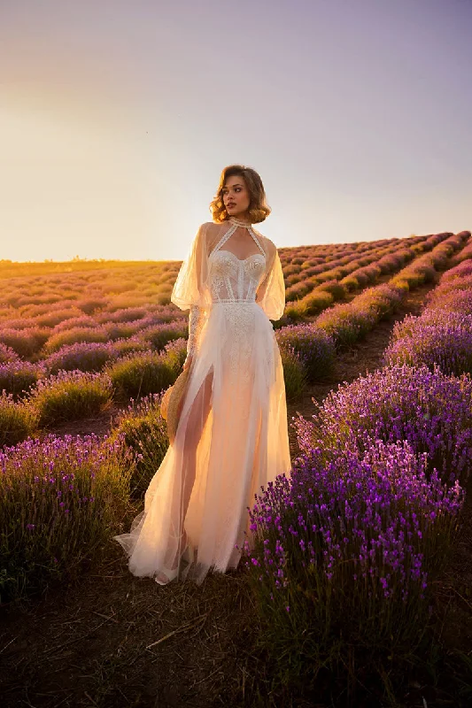 Huge Savings silk dressA Line Sweetheart Romantic Lace Appliques Long Sleeves Boho Wedding Dress QW2674