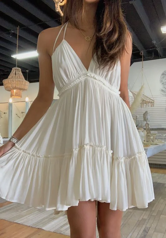 Buy More, Save More lace-up dressA-line V Neck Homecoming Dress,Beach Outfit Dress Y2815