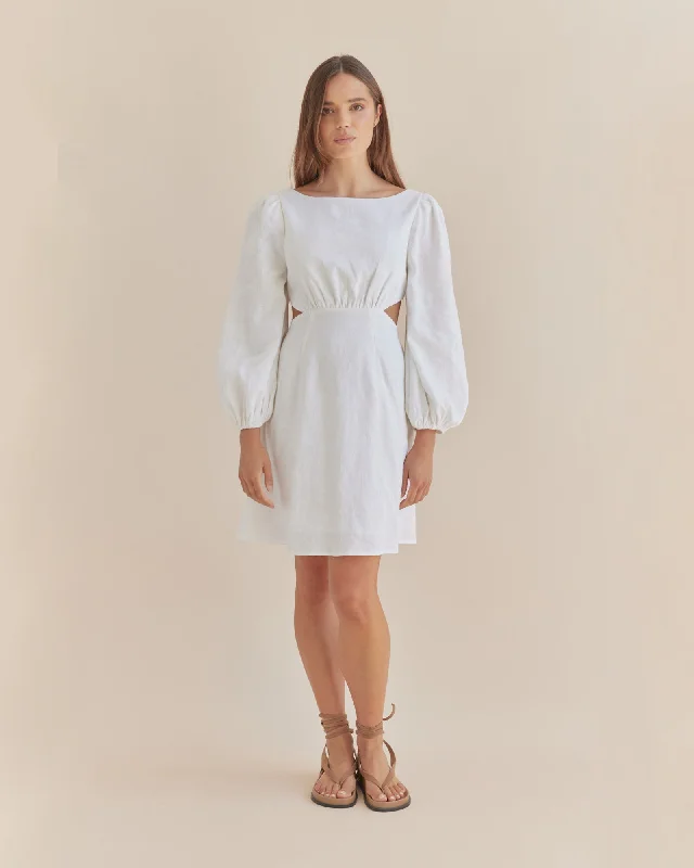 Exclusive Online Offer Malva Linen Mini Dress - White