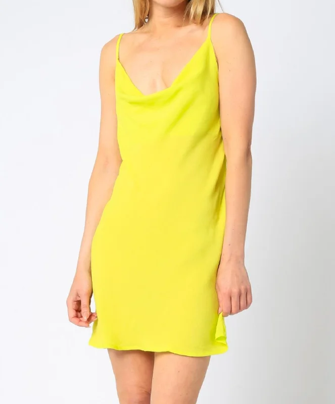 Exclusive Preview boho dressNeon Cowl Neck Mini Dress in Citrus